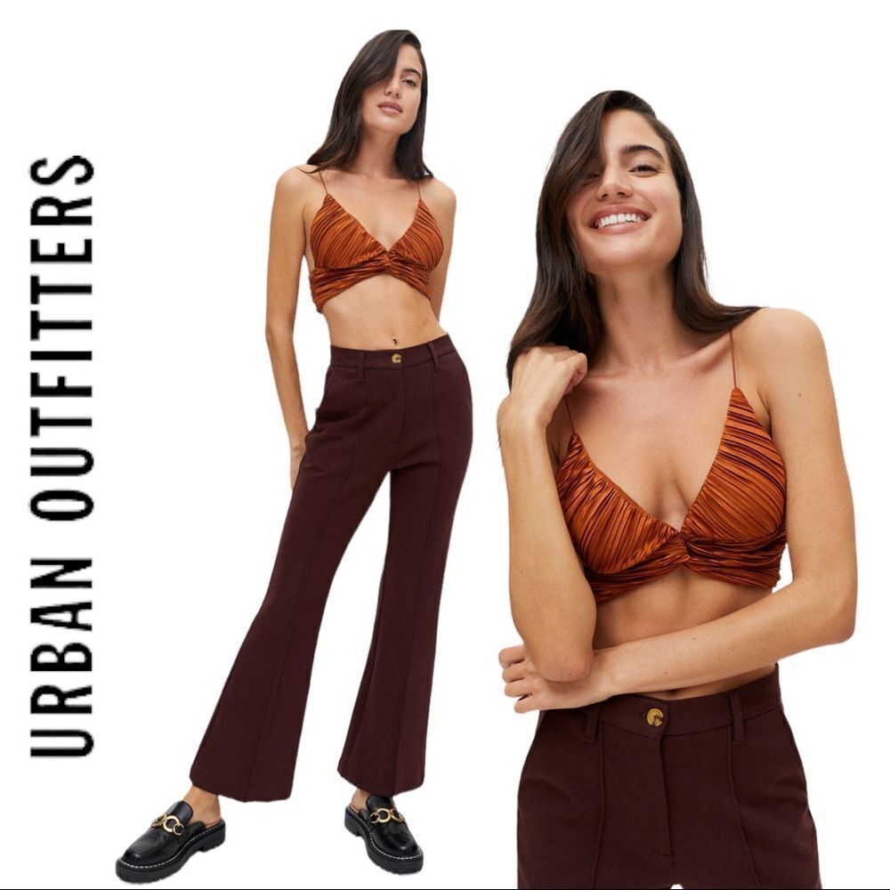 NEW Urban Outfitters UO Samara Twist-Front Cropped Shirt Top M L